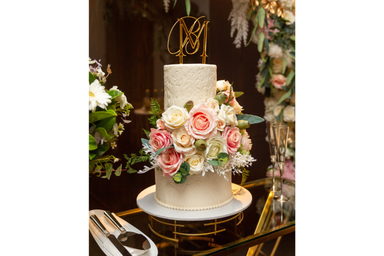 Monogrammed wedding cake