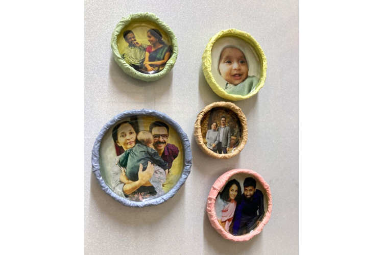 Bottle Cap Photo Magnets for Mother's Day Craft Idea
