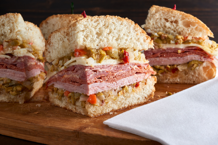 Muffuletta sandwich for Mardi Gras Foods