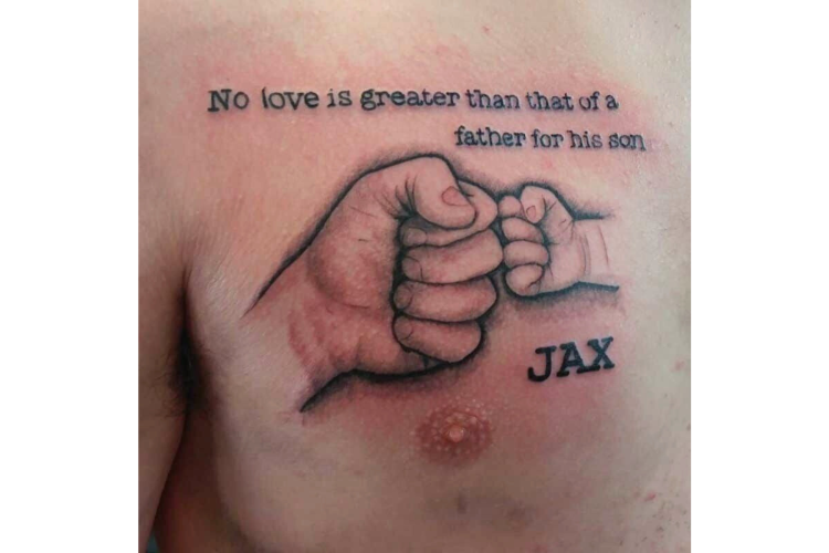 No Love is Greater Father Son Tattoo Idea