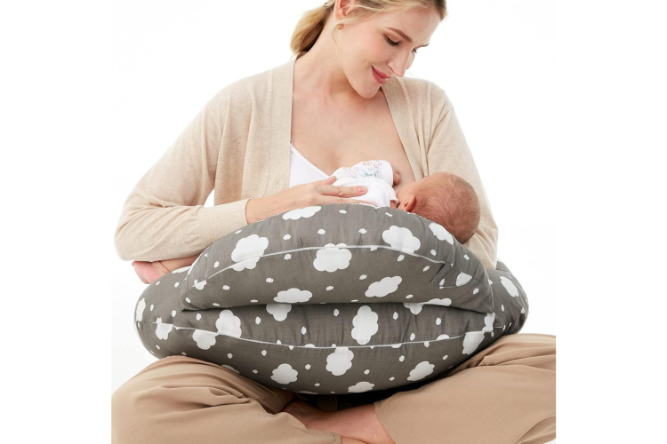 Woman using nursing pillow