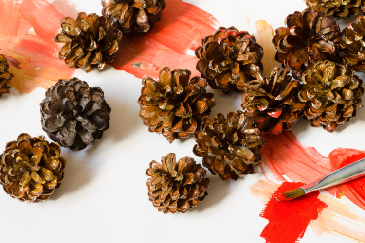 Painting pinecones