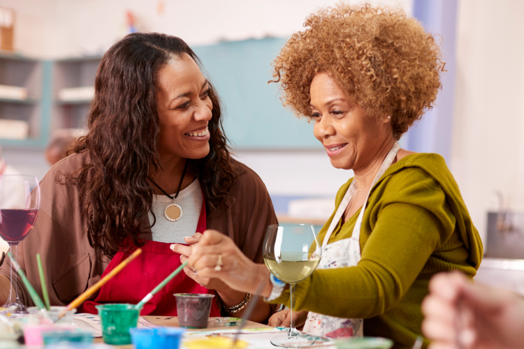 paint and sip winter activity idea