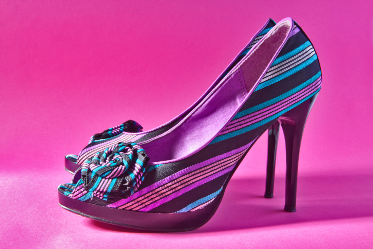 stripes on high heel shoes