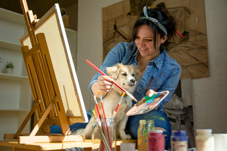 paint and sip gift for dog lovers to paint custom pet portraits