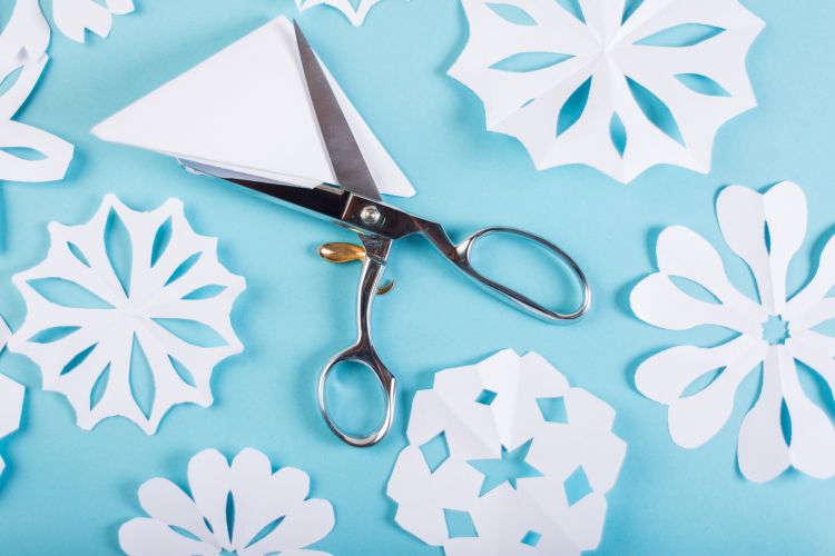 Paper snowflake cutouts