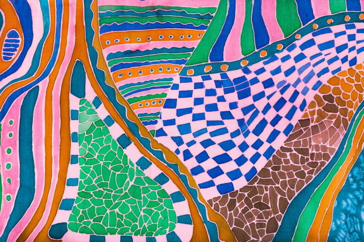pattern painting with vibrant colors and geometric shapes