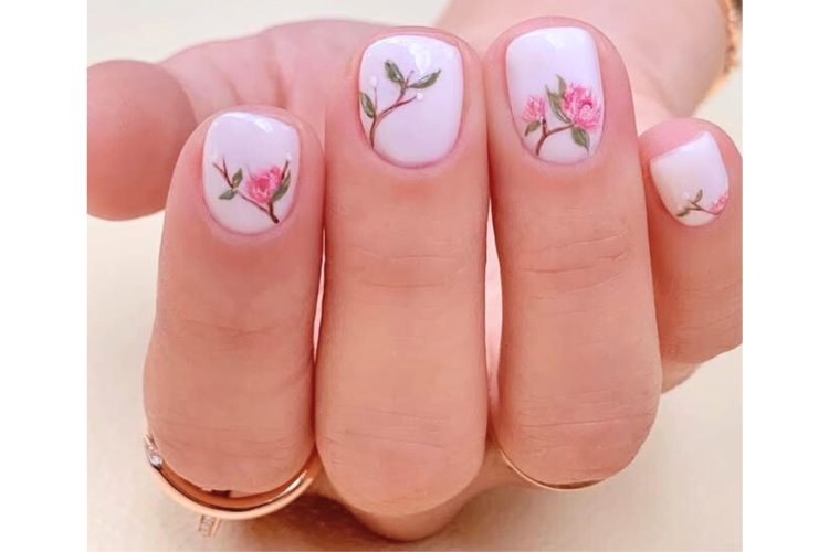 Peonies Nail Art