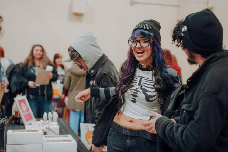 People in a flea market in Winnipeg