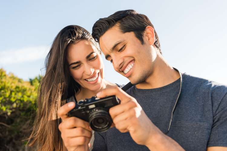 couple smiling at camera together
