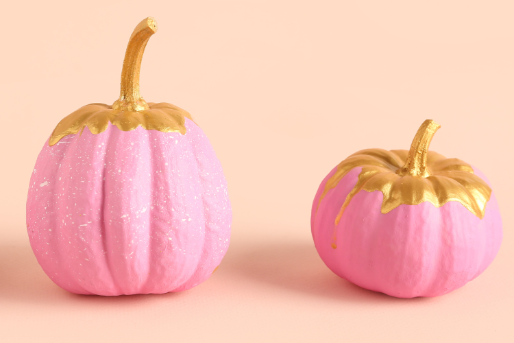 glam painted pumpkins as Halloween decoration idea