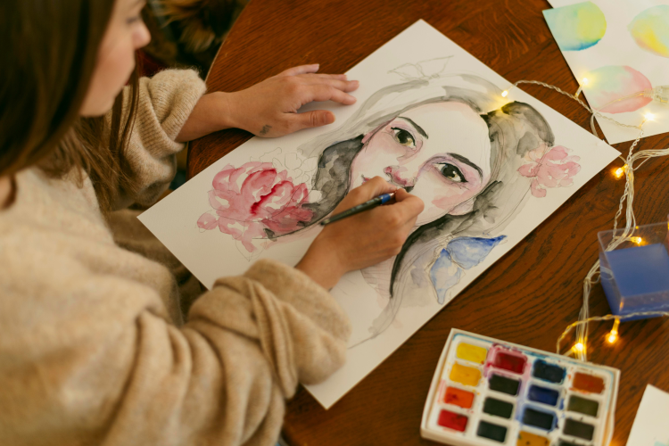 hand painting watercolor portrait