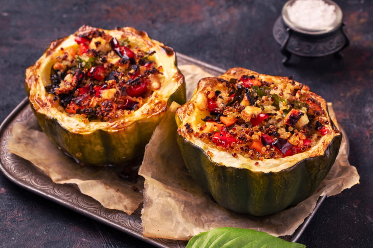 Quinoa and Cranberry Stuffed Roasted Acorn Squash