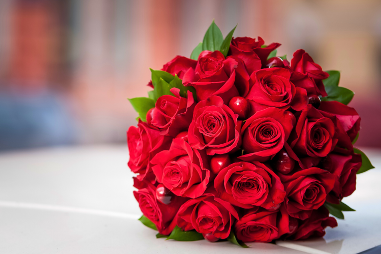 A romantic bouquet of red roses for your Valentine's Flower Ideas