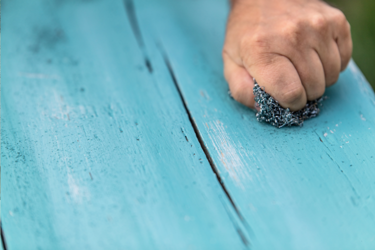 Scrubbing a bench