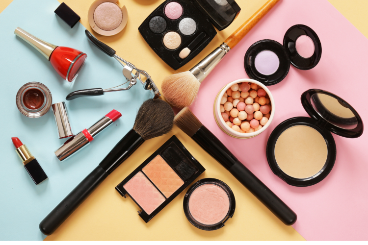 Selection of make up and brushes