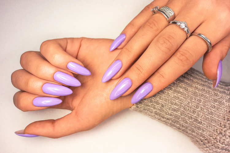 Beautiful Lilac Nails are perfect for valentine nail art.