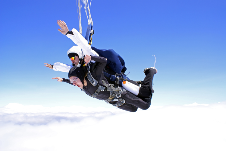 Woman tandem Skydiving