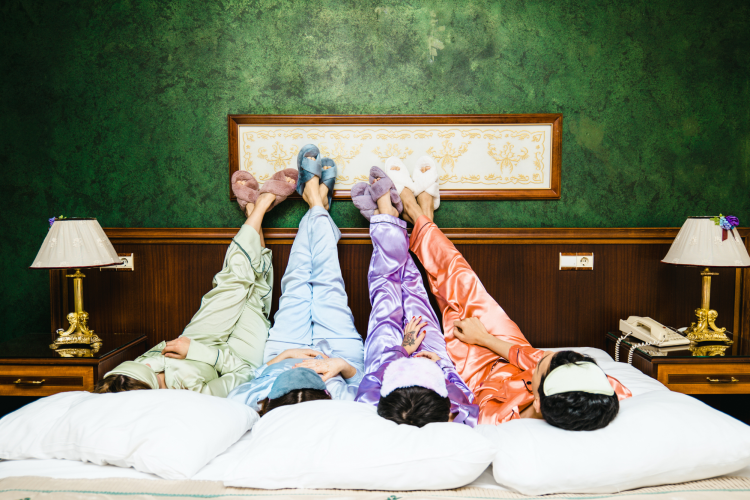 Women at slumber party for 35th birthday idea