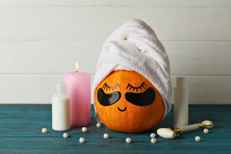spa night funny pumpkin painting idea