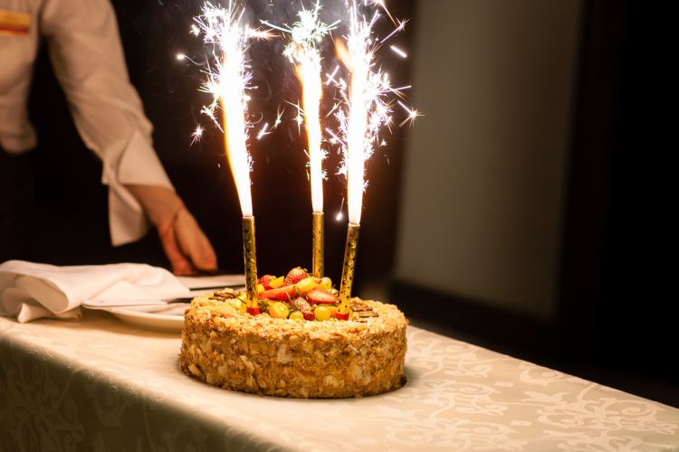 Sparkler candles on a cake