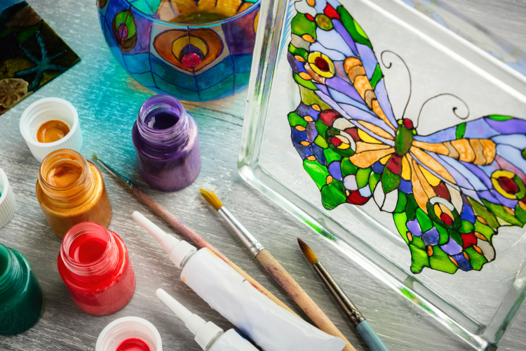 Faux stained glass painting