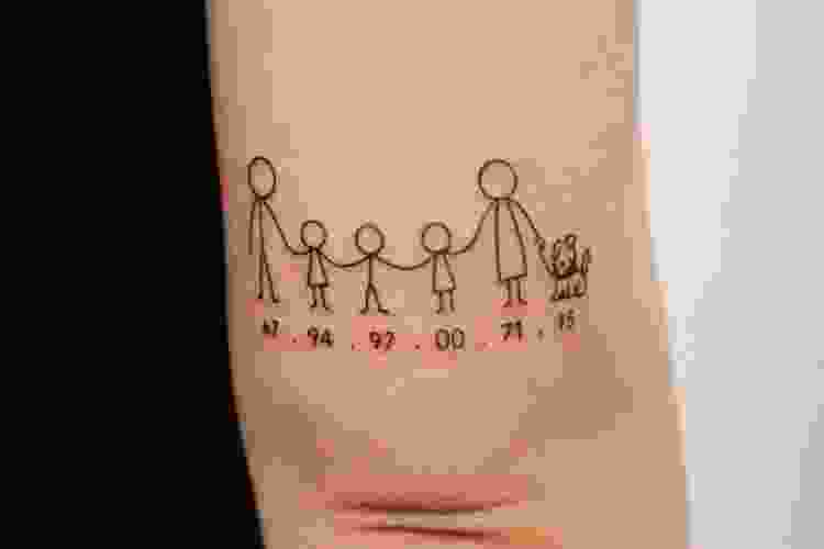 Stick figure family tattoo