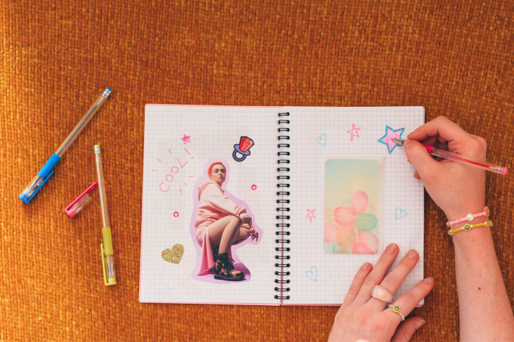 stickers and gel pens art journal idea