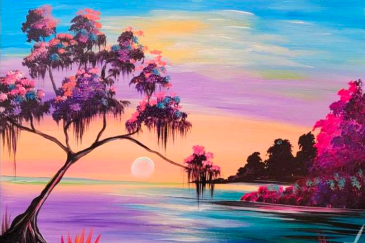 colorful lagoon summer painting idea
