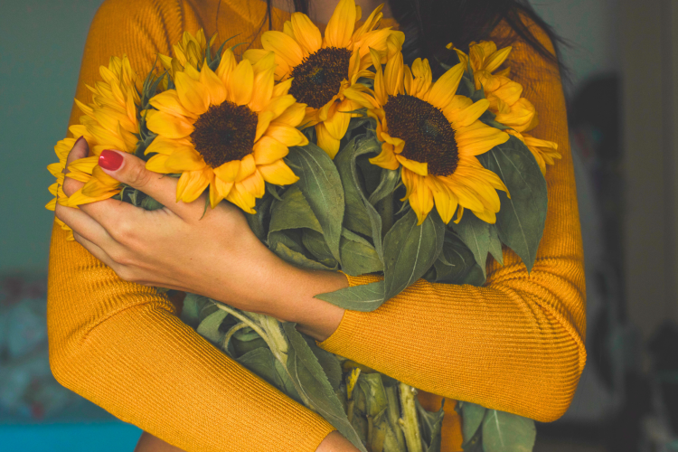 a sunflower bouquet is a bright and vibrant valentines flower ideas