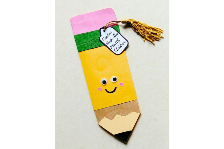 Pencil shaped teacher appreciation card