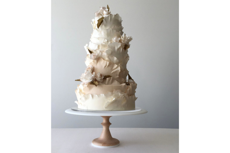 Torn wrapping cake
