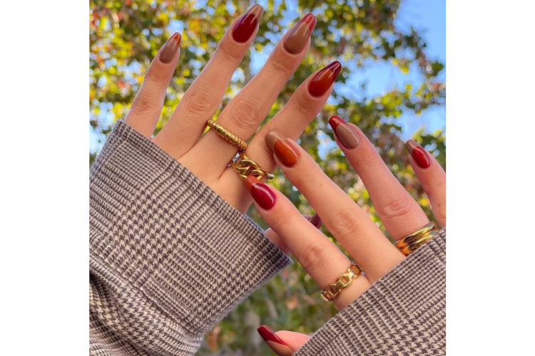Two-Toned Red Nails