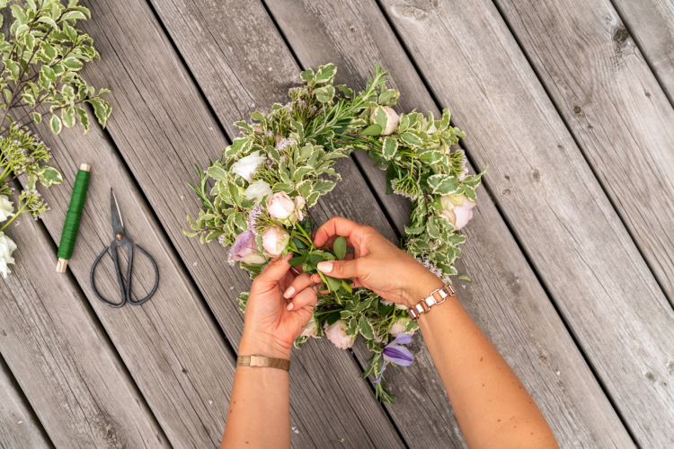 Homemade flower crown