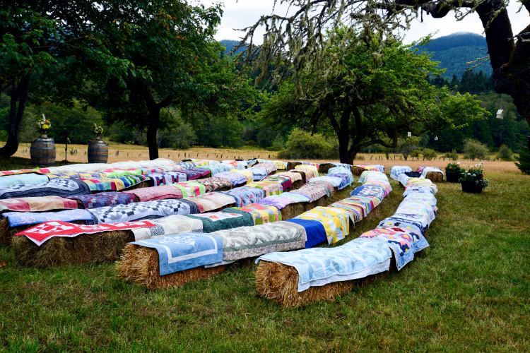 Hale Bale Seating at Wedding