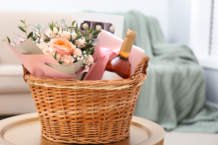 wine and chocolates gift basket godmother gifts