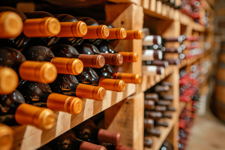 wine stacked in cellar retirement gift for men