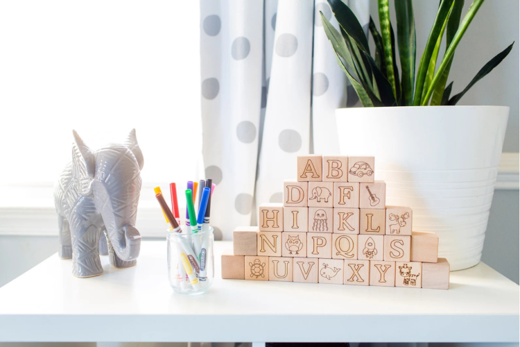Pastel Wooden block set for baby shower gift idea