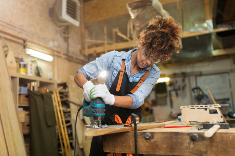 woman woodworking