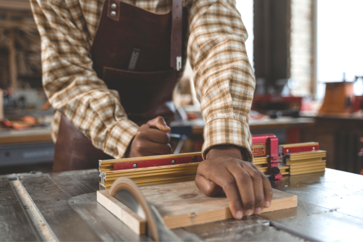 hands on tools working in woodshop