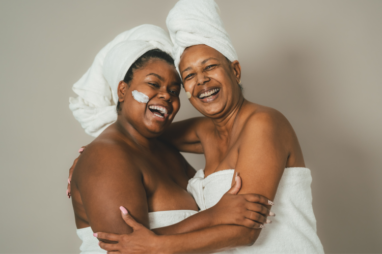 Women laughing at spa