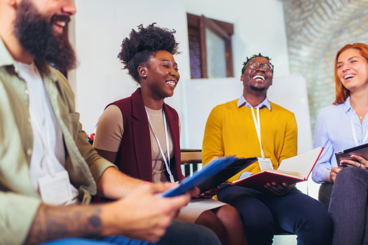 employees laughing and joking