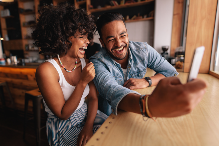couple laughing