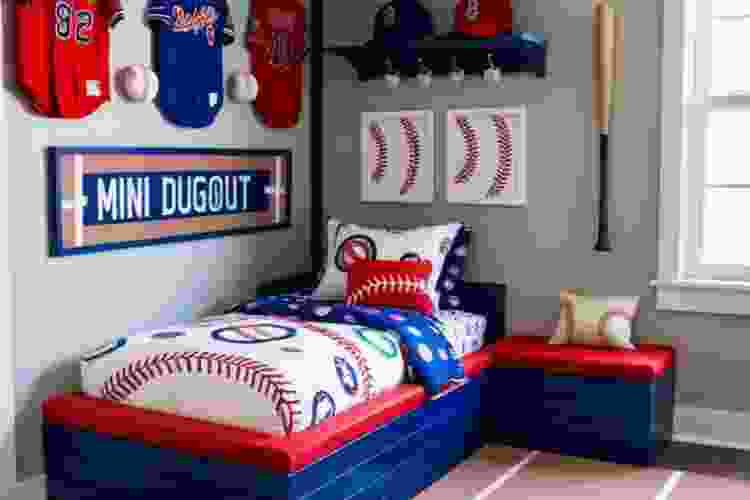 Kids' bedroom with baseball theme