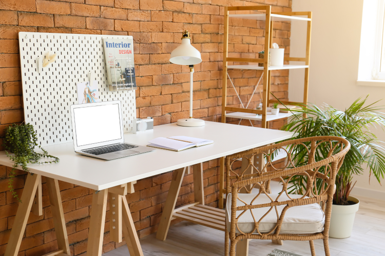 Peg board Organizer above desk