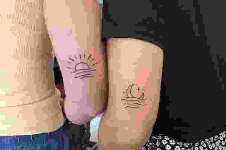 Matching sun and moon tattoos