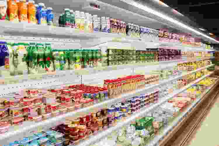 Dairy fridge in the supermarket