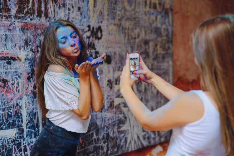 teen covered in paint