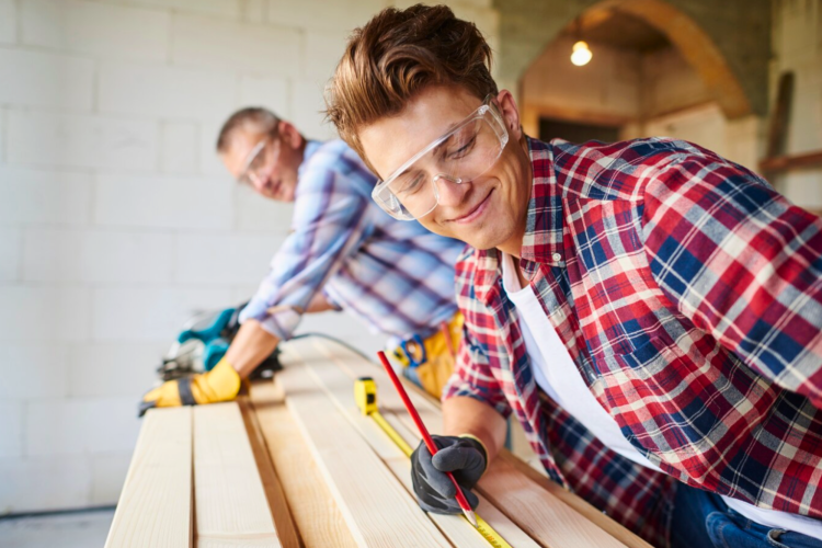 two men in a woodwork class