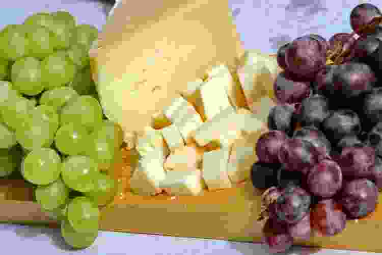 Asiago cheese and grapes